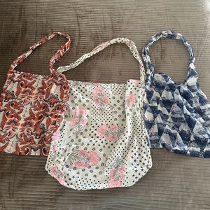 Free People Linen Hobo Tote Bag Set of 3